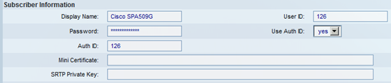 Parametri account Cisco