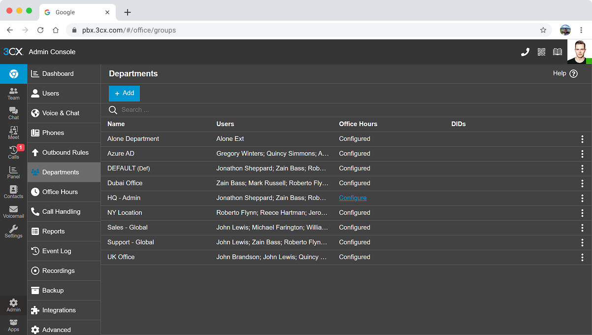 3CX pbx - groups