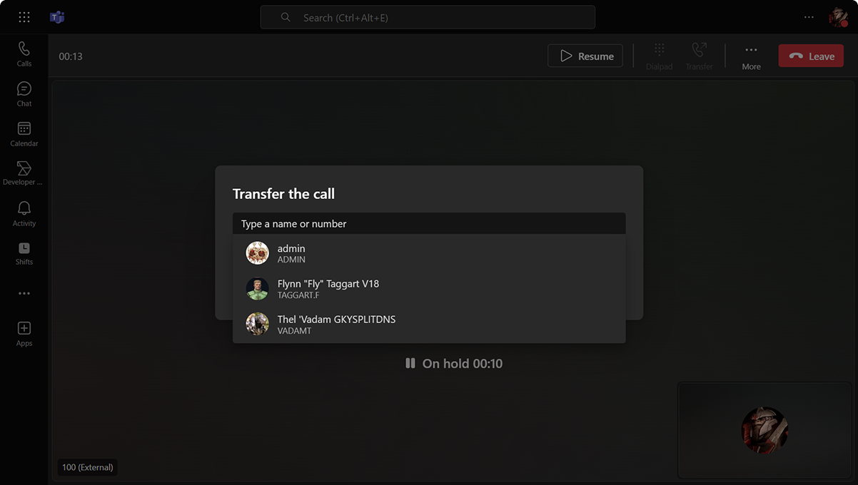 3CX teams - transfer the call