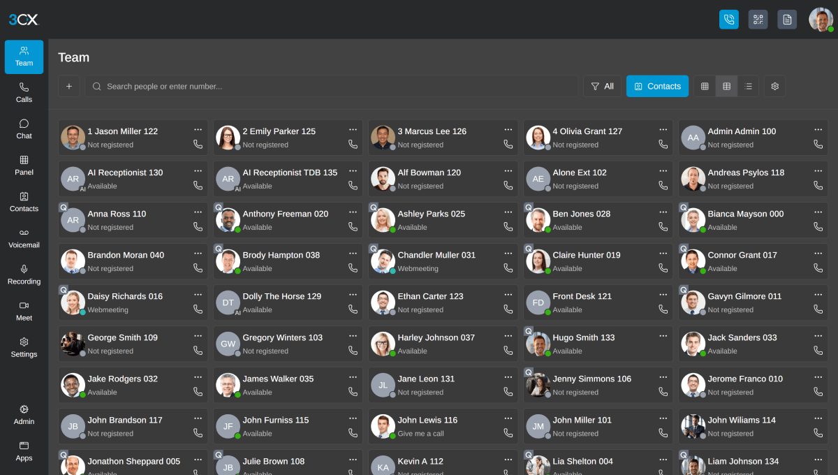 3cx phone system groups Web Client