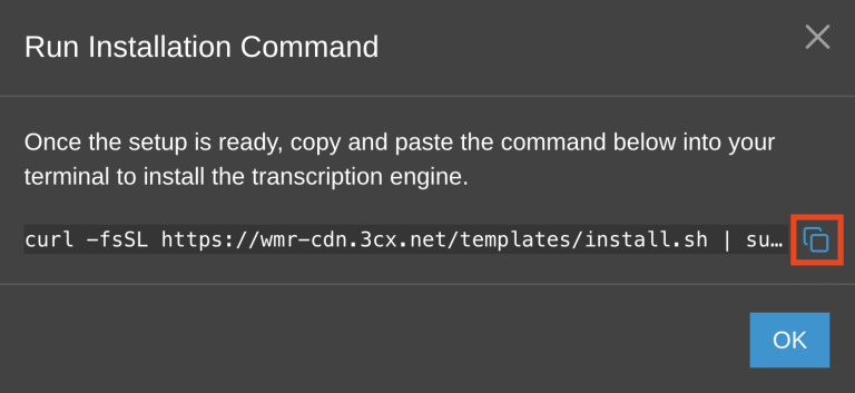 Comando di installazione Comando di installazione