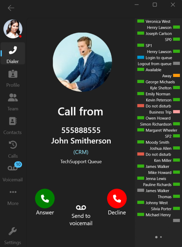 Notifica della chiamata in entrata del nuovo Softphone 