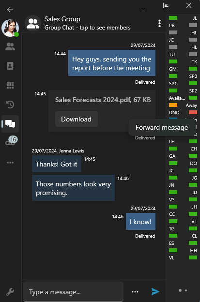 Inolto di chat e media Inolto di chat e media