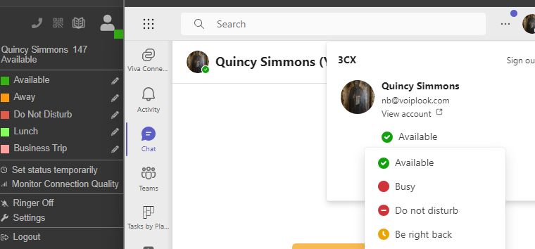 MIcrosoft teams con presenza migliorata