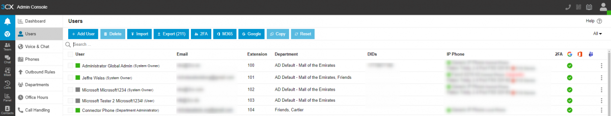 Nuova admin console