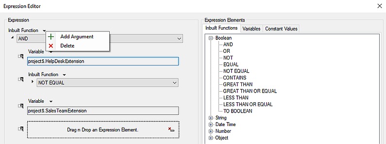 Nuovo editor di espressioni CFD call flow app