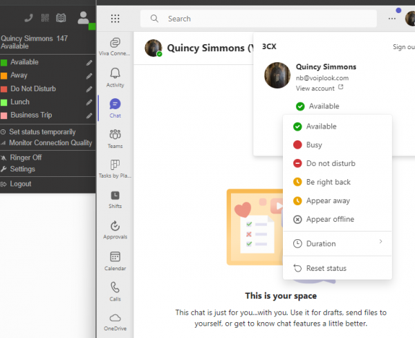 Sincronizzazione della presenza in Microsoft Teams