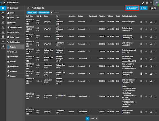 Visual Call Reports - Get data