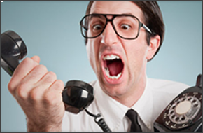 Man with a land line phone
