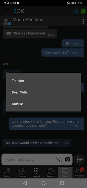 La nuova App Android offre diverse opzioni per gestire una live chat