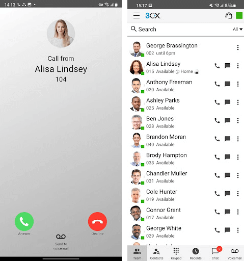 Nuovo tema dell’app Android 3CX Il nuovo tema light dell app Android 3CX