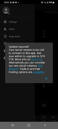 App android V18 App 3CX per Android funziona soo con la V18