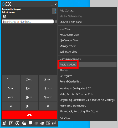 Impostazioni della app 3CX per Windows