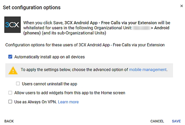 Installa automaticamente l'app su dispositivi Android tramite G Suite