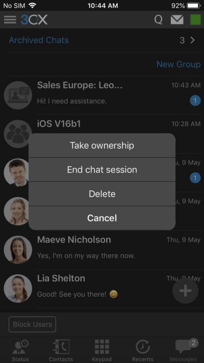 Più funzionalità e opzioni di chat nella nuova App 3CX iOS Update BETA