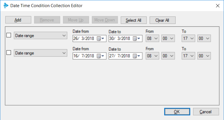 L'editor di data e ora in 3CX Call Flow Designer