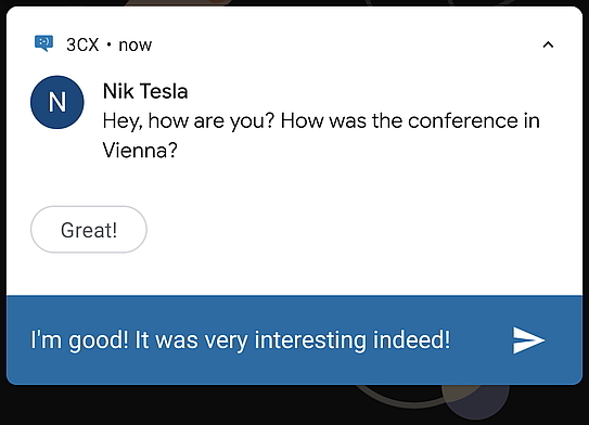Risposta diretta nella notifica della chat interattiva