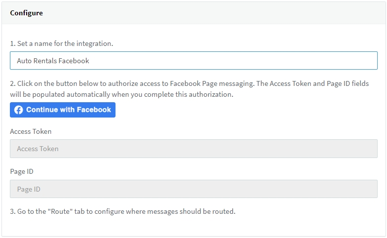 Configurazione integrazione di Facebook