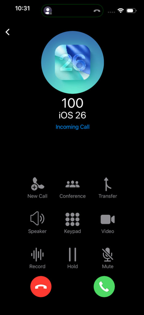 iOS V5.5 - schermata chiamata