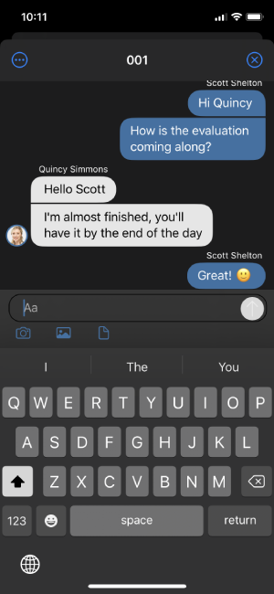 Update della chat dell'App iOS