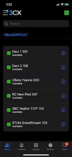 Nuovo aspetto della nuova app 3CX Beta iOS