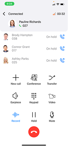 Schermata multi-chiamata App iOS