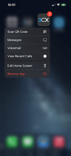 App iOS 3CX – funzionalità Funzionalità dalla home screen dell'a