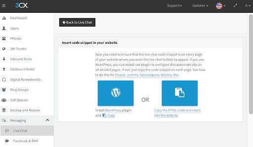 Live chat codice snippet Usa il codice snippet per installare la live chat su siti non wordpress