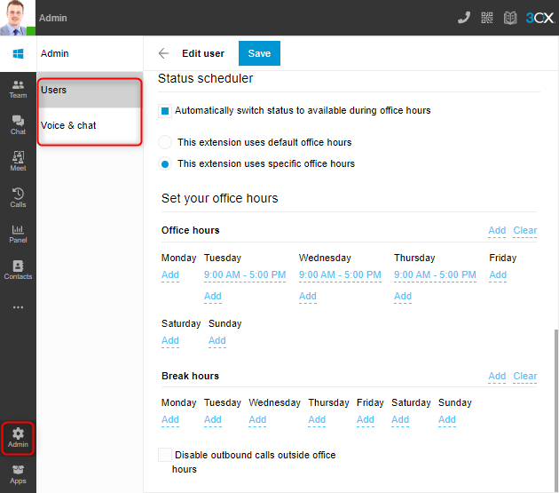 Gestisci le impostazioni della live chat dal web client