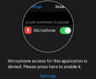 Nuovo sistema di autorizzazione del microfono nella pre-release 3CX Beta per iOS.