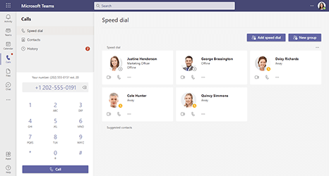 La nuova interfaccia delle chiamate Microsoft teams