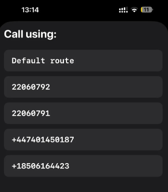 Outbound number Outbound number
