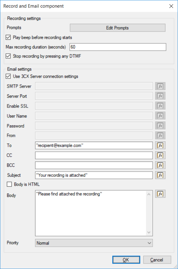 Il nuovo componente Record ed Email di 3CX Call Flow Designer