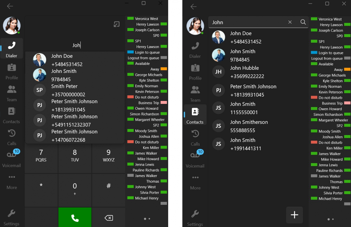 Ricerca dei contatti con il novo Softphone windows