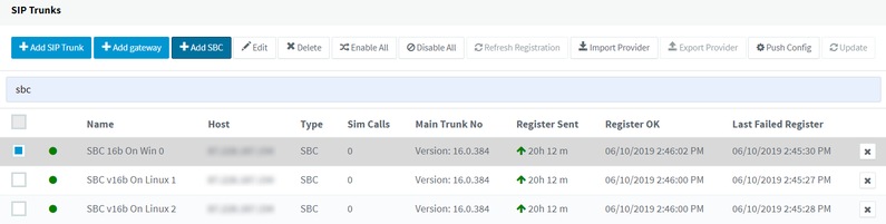 Connessioni SBC in 3CX Update 2 Beta
