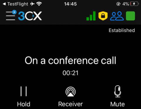Indicatore visivo della segreteria telefonica nel nuovo 3CX iOS Beta.