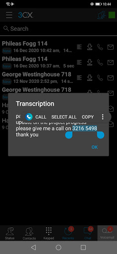 Il nuovo update dell' app android porta nuove trascrizione per la casella vocale