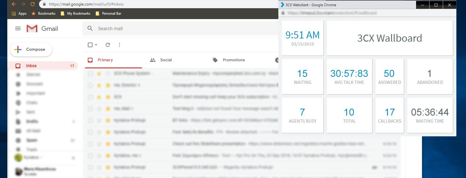 Nuovo finestra esterna del wallboard nel 3CX V16 Release Candidate