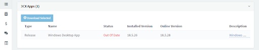 Console di gestione 3CX Sezione di aggiornamento della console di gestione 3CX per scaricare l'ultima applicazione Desktop