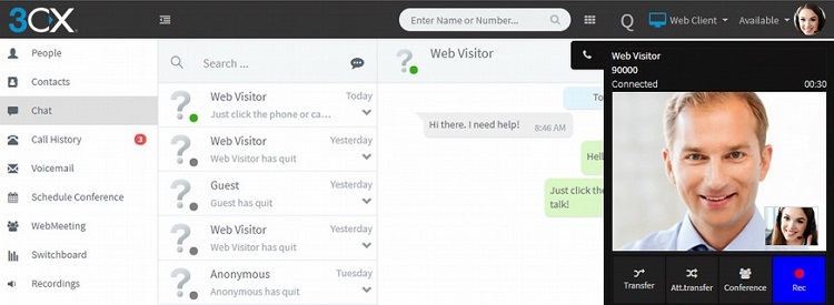 Video Chat con i visitatori del tuo sito web con il plugin Live chat & Talk di 3CX