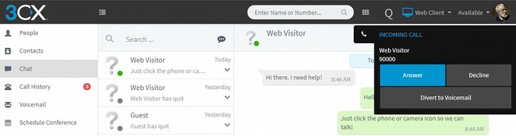 Ricevi chiamate dai visitatori del tuo sito web con il plugin Live Chat & Talk di 3CX