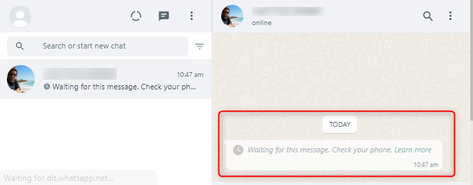 Notifica di messaggio whatsapp non inviato